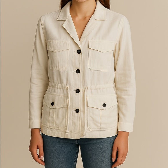 Faherty White Linen And Cotton Utility Jacket - Picture 1 of 9